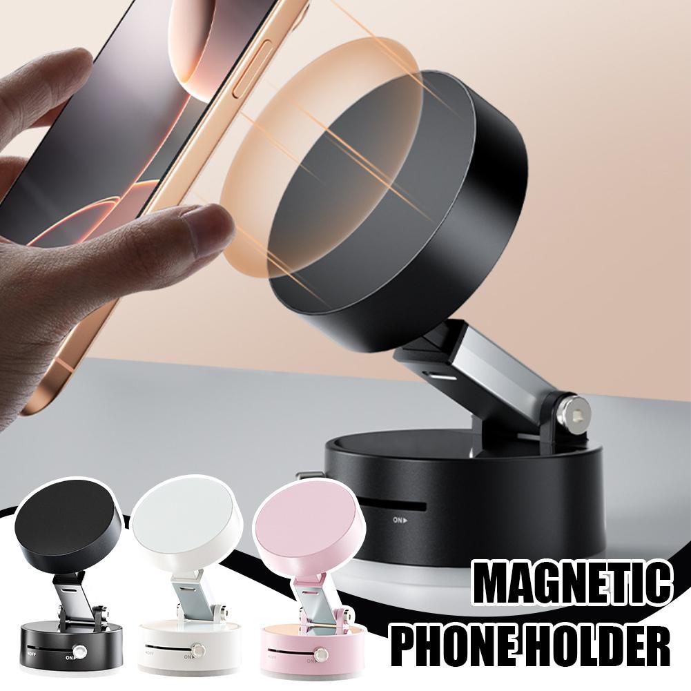 Opvouwbare magnetische vacuüm telefoonhouder voor in de auto, opvouwbare zuignap met handsfree navigatie voor smartphone.