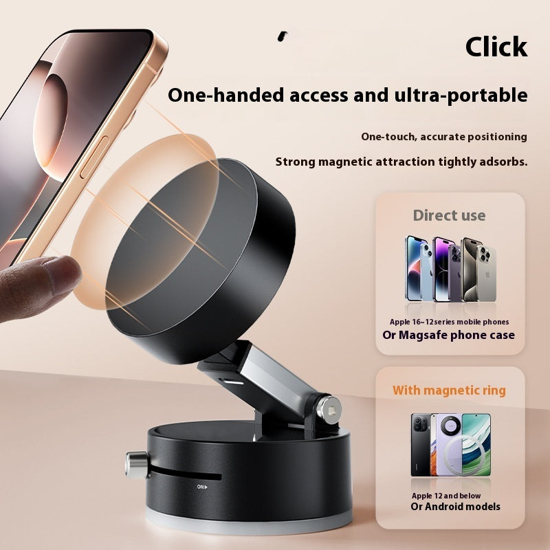 Opvouwbare magnetische vacuüm telefoonhouder voor in de auto, opvouwbare zuignap met handsfree navigatie voor smartphone.